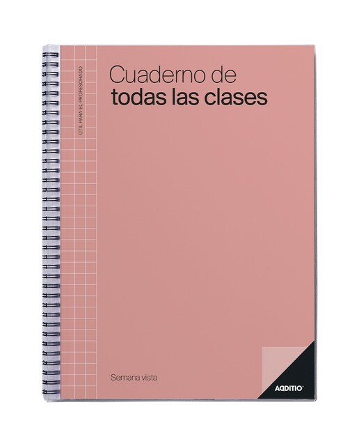 Caderno de todas as aulas vista semanal, tamanho 24 x 31 cm, Additio, coral, espanhol Coral-1