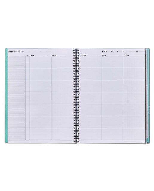 Caderno de todas as aulas vista semanal, tamanho 24 x 31 cm, Additio, verde, espanhol Verde-3