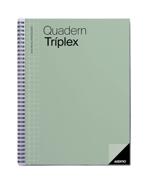 Caderno triplex, tamanho 24 x 31 cm, Additio, verde, catalão Verde-1