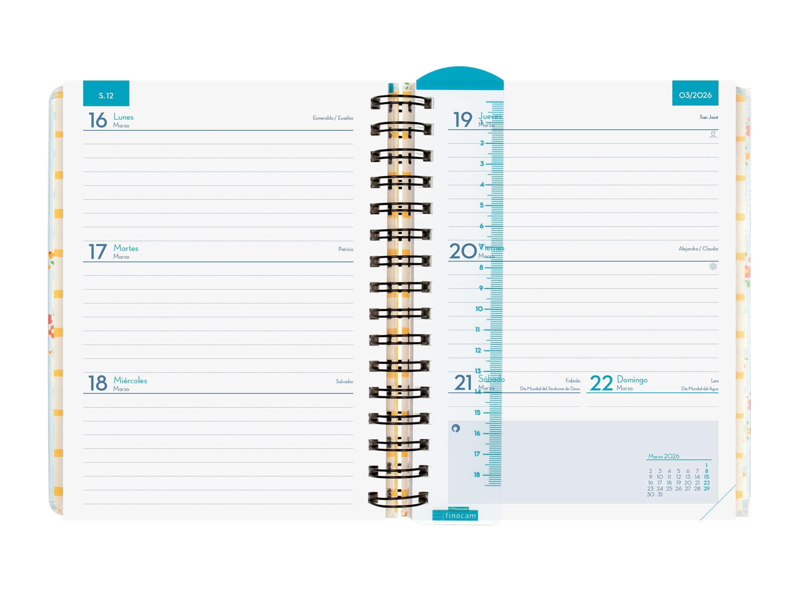 Agenda para el docente curso 2025-2026 Magistral 1/4-155x212 mm semana vista horizontal Flowers Finocam Multicolor-5