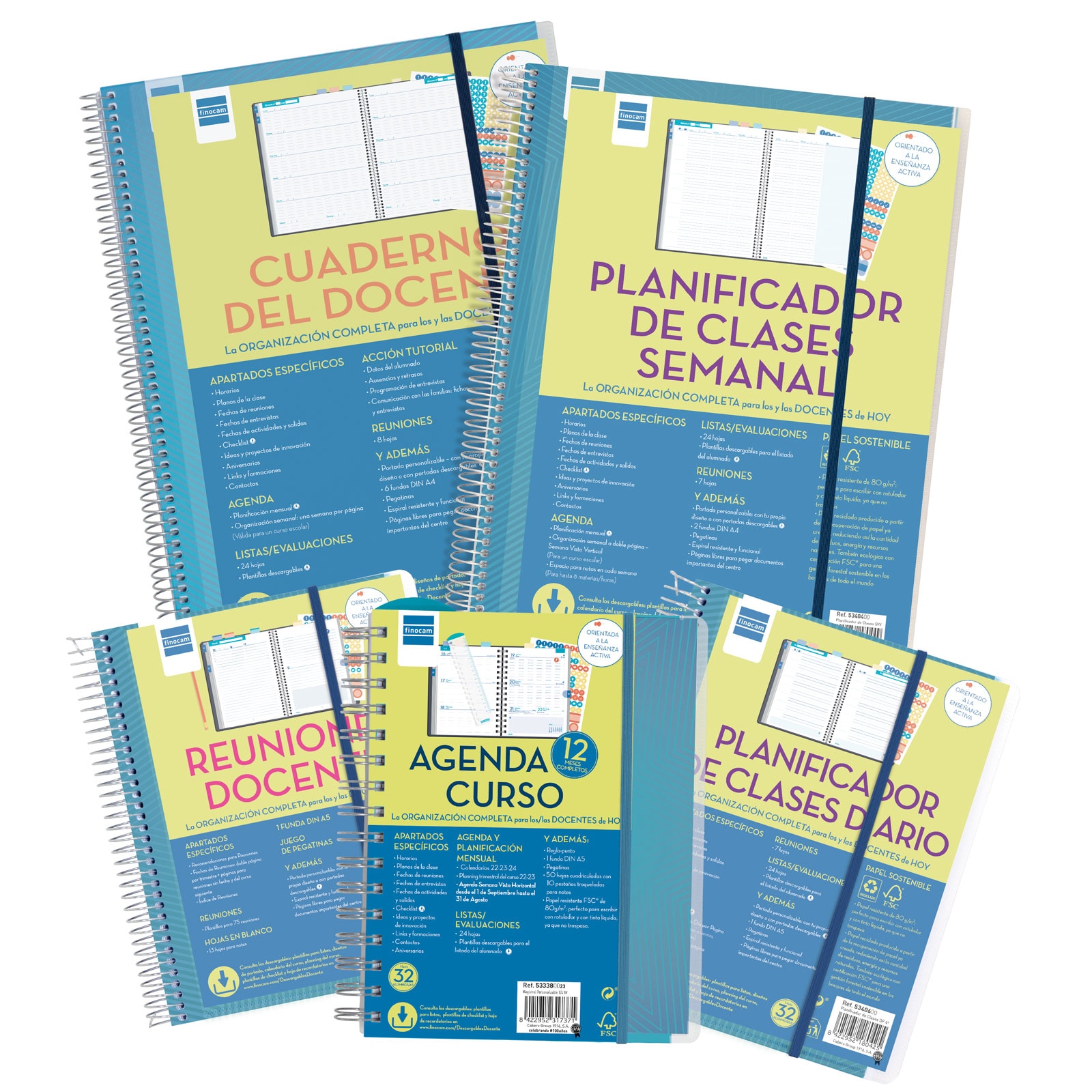 Agenda para el docente curso 2025-2026 Magistral 1/4-155x212 mm semana vista horizontal Flowers Finocam Multicolor-11