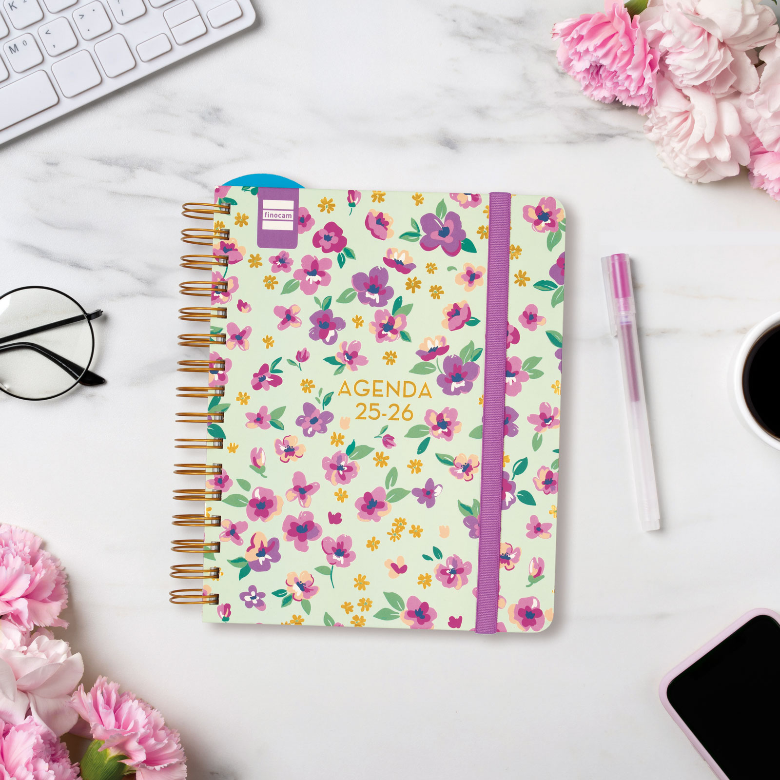 Agenda para el docente curso 2025-2026 Magistral 1/4-155x212 mm semana vista horizontal Lilac Finocam Multicolor-2