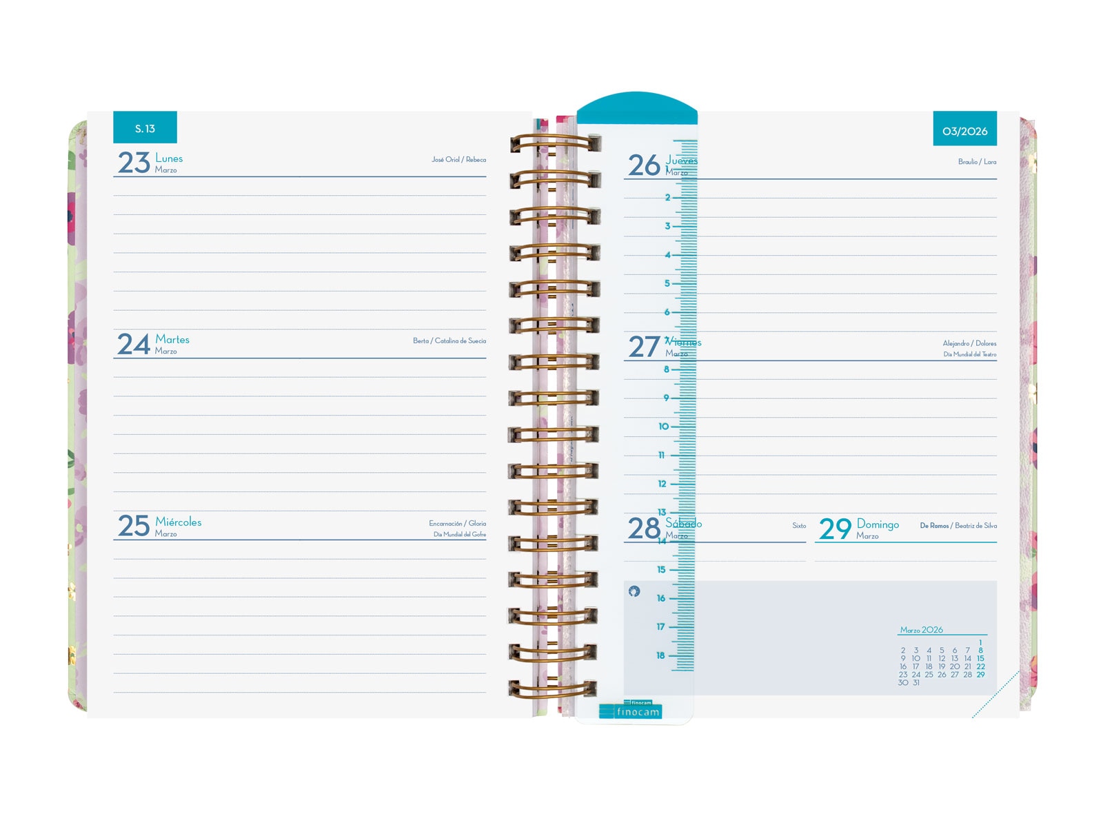 Agenda para el docente curso 2025-2026 Magistral 1/4-155x212 mm semana vista horizontal Lilac Finocam Multicolor-5
