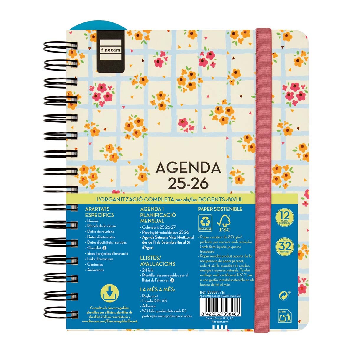 Agenda 2025-2026 Semana Vista DeDe Bee - 18 Meses (Julio 2025 A Diciembre 2026), A5, Multilingüe, Cubierta De Cuero Sintético Azul