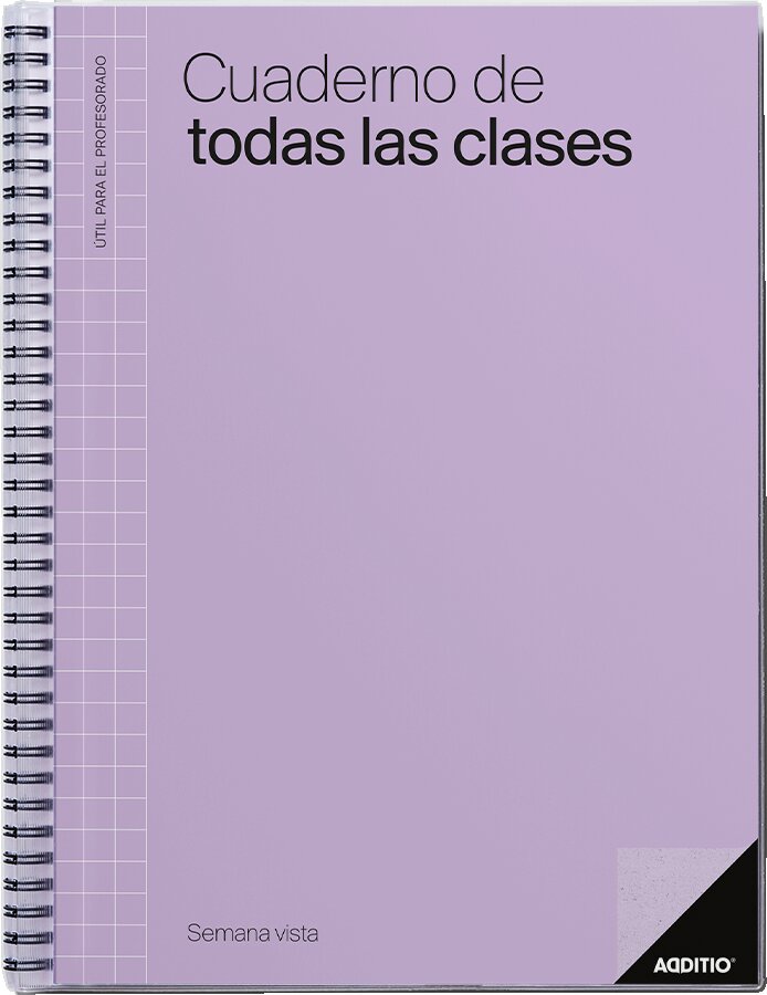 Cuaderno de todas las clases semana vista, tamaño 24 x 31 cm, Additio, lila, castellano 1