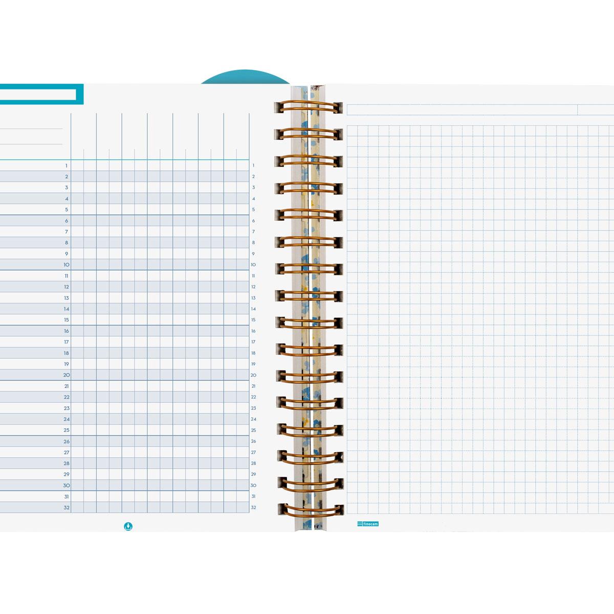 Agenda para el docente curso 2026-2027 Magistral Design 4º-155x212 mm semana vista horizontal Flowers Finocam 6