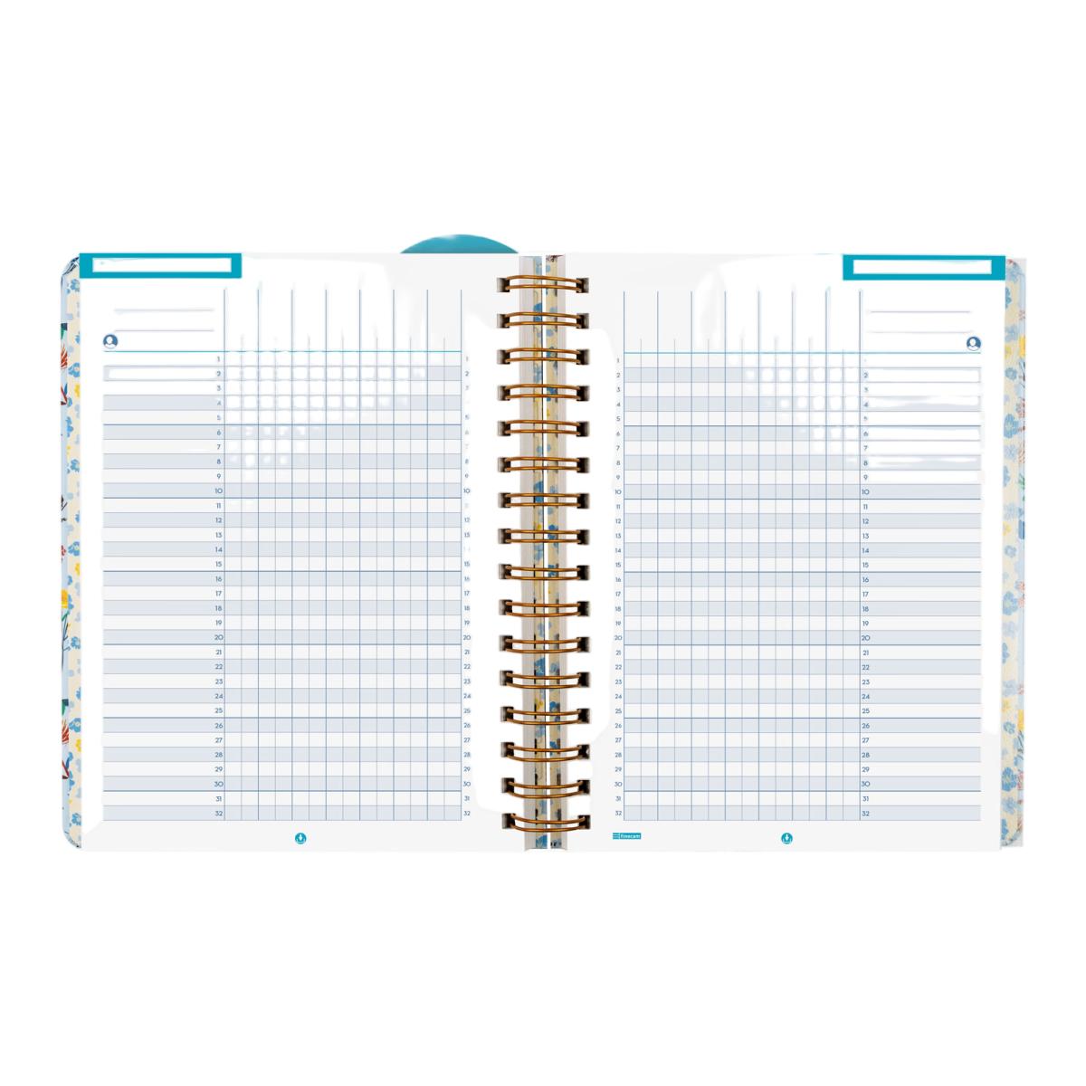 Agenda para el docente curso 2026-2027 Magistral Design 4º-155x212 mm semana vista horizontal Flowers Finocam 8
