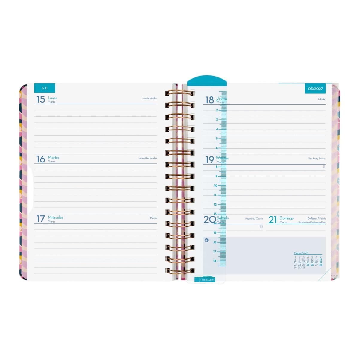Agenda para el docente curso 2026-2027 Magistral Design 4º-155x212 mm semana vista horizontal Lilac Finocam 5