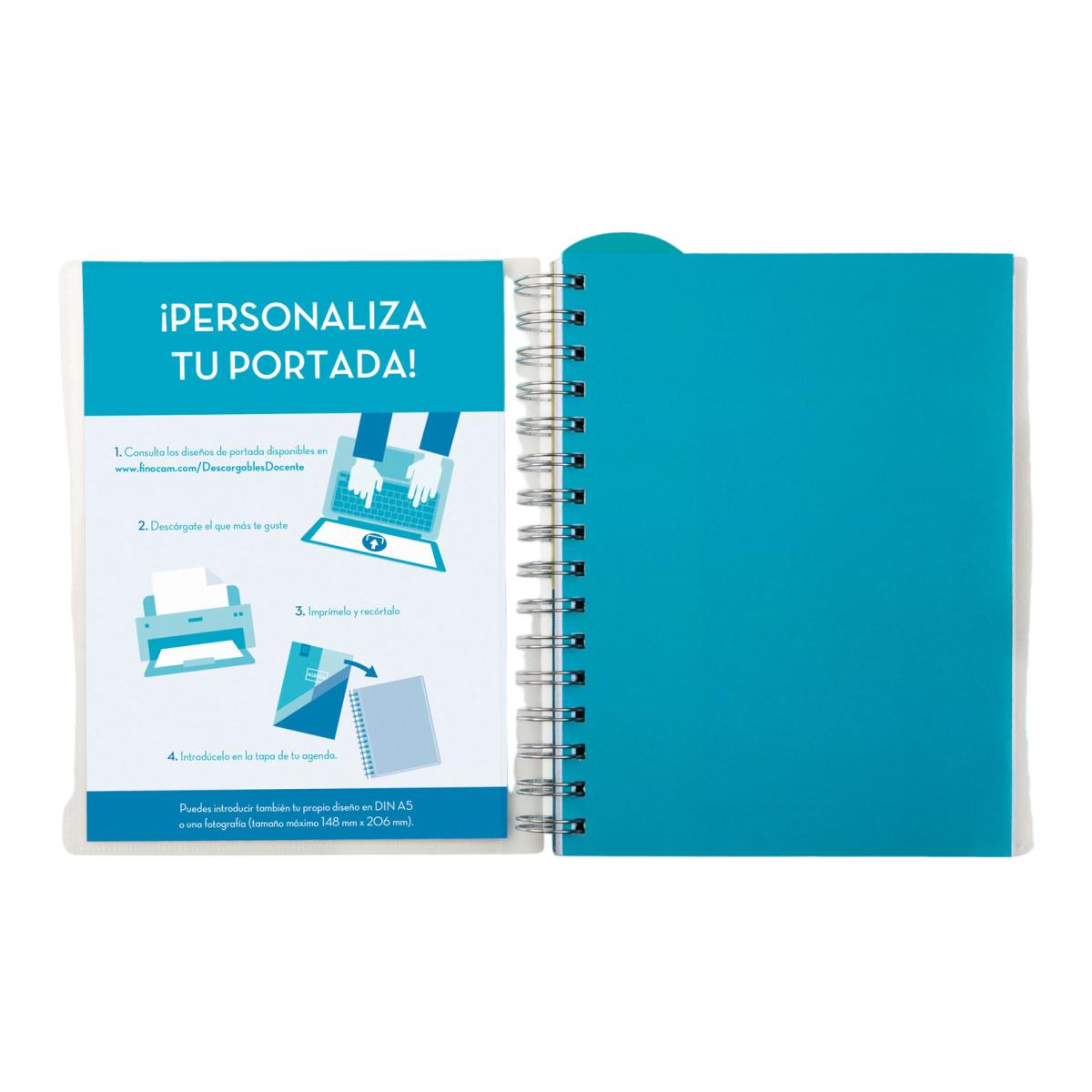 Agenda para el docente curso 2026-2027 Magistral Personalizable 4º-155x212 mm semana vista horizontal Finocam azul 10