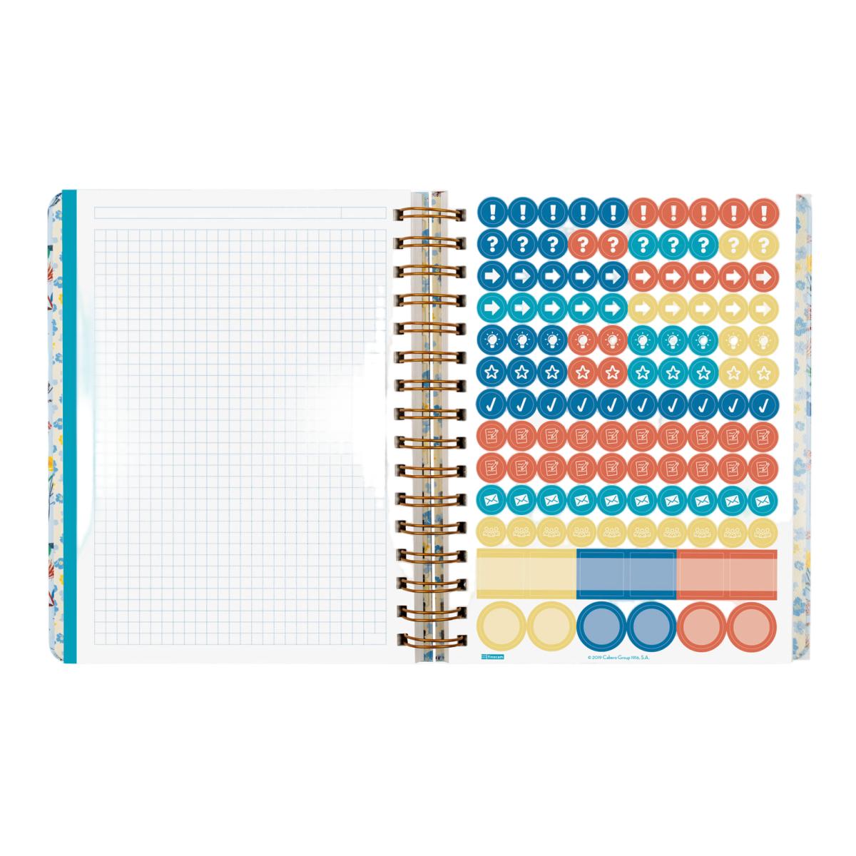 Agenda para el docente curso 2026-2027 Magistral Design 4º-155x212 mm semana vista horizontal Flowers Finocam catalán 7