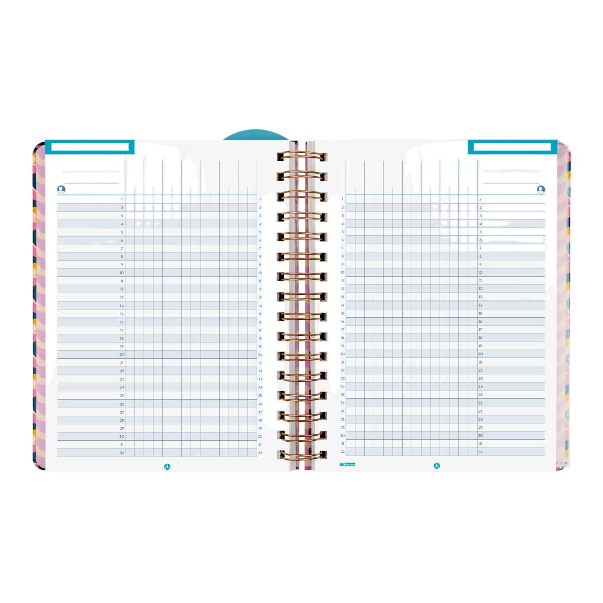 Agenda para el docente curso 2026-2027 Magistral Design 4º-155x212 mm semana vista horizontal Lilac Finocam catalán 8