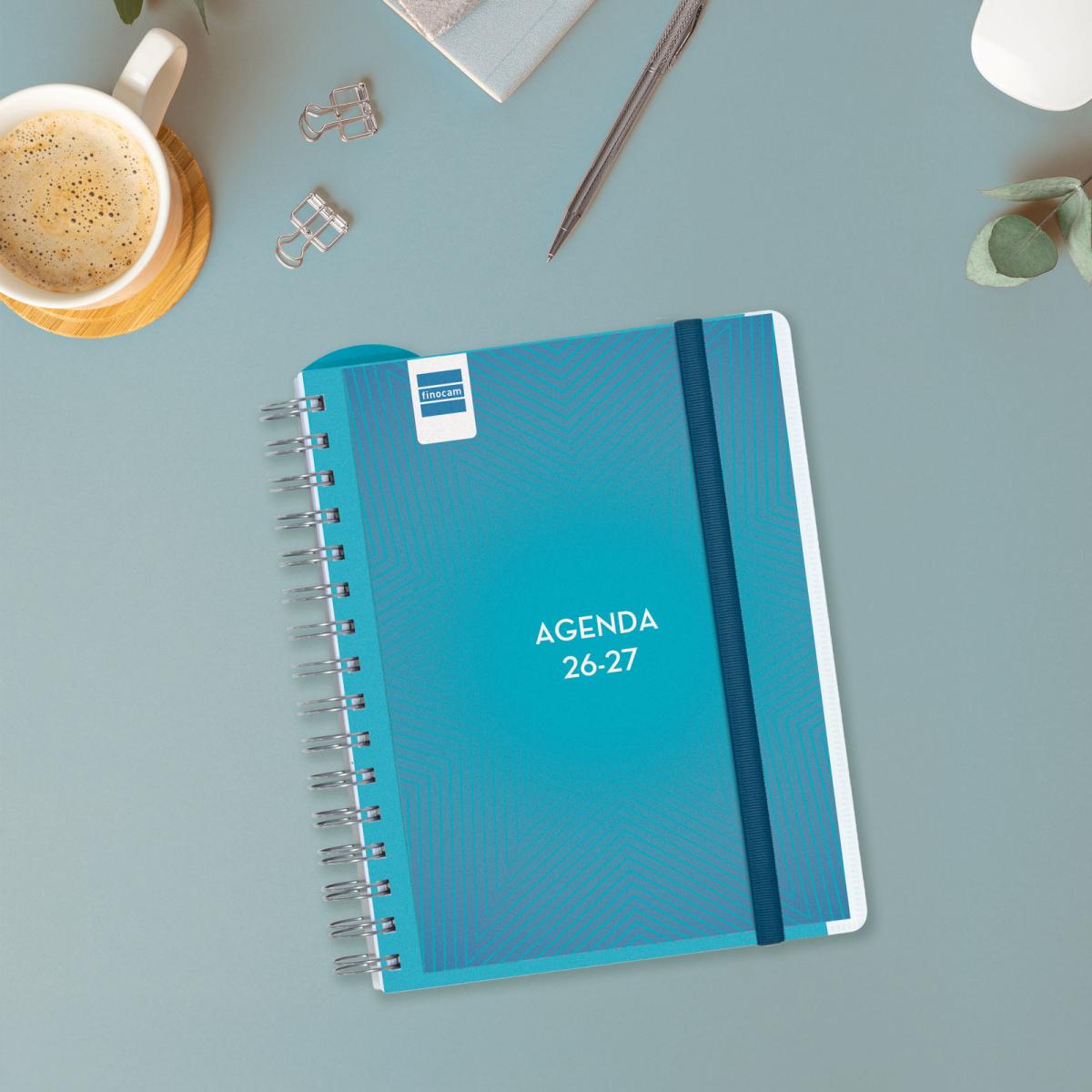 Agenda para el docente curso 2026-2027 Magistral Personalizable 4º-155x212 mm semana vista horizontal Finocam azul catalán 2