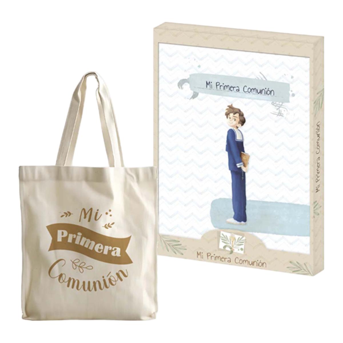 Set regalo libro comunión + bolsa tela Tote Arguval niño biblia 1