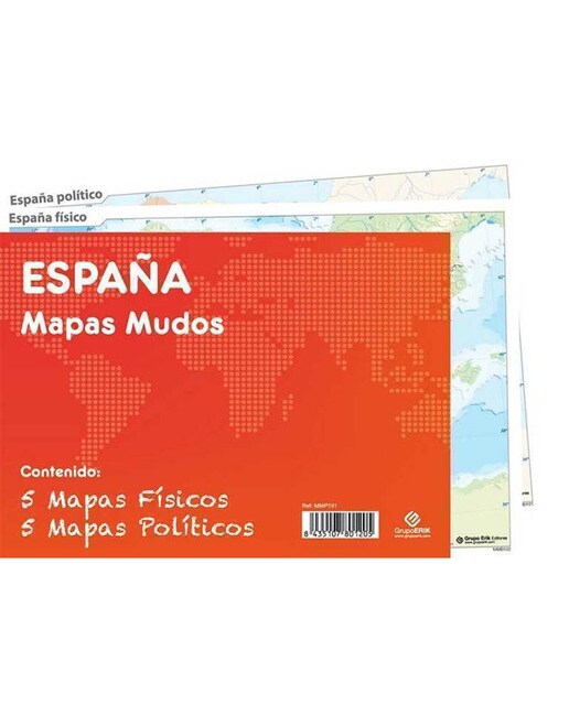 Imagen 0 de Pack mapas mudos de España 5+5 Grupo Erik blanco y celeste