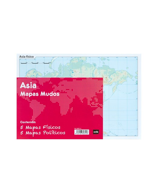 Pack de 10 Mapas Mundi Ásia (5 Políticos + 5 Físicos) Azul-1