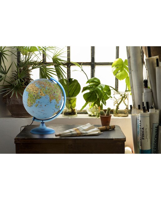 Globo Terrestre Safari, Diâmetro 25 cm e Luz Interior, Mapa Ilustrado e Livrete Incluído Azul-3