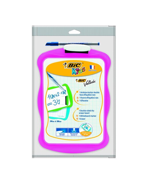 Pack de Pizarra Blanca Velleda con Marcador y Borrador. Tamaño 21x31cm BIC 2