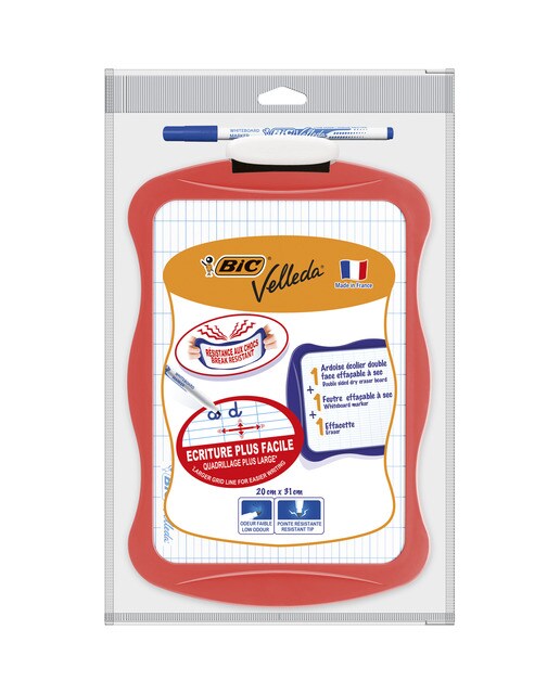 Pack de Pizarra Blanca Velleda con Marcador y Borrador. Tamaño 21x31cm BIC 4