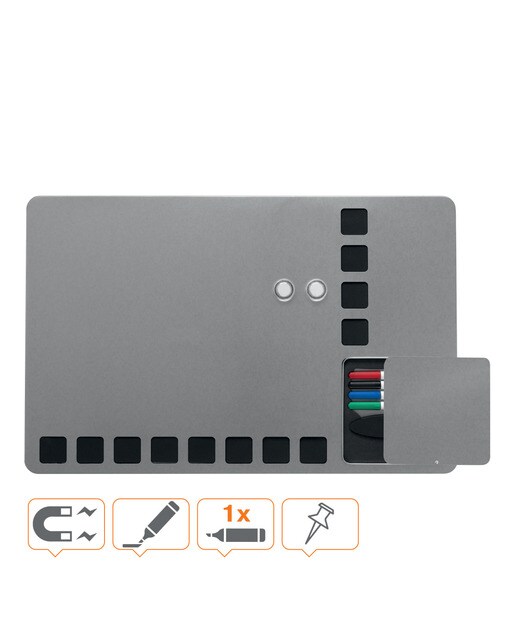 Pizarra magnética combinada con cuadrículas espuma + Kit escritura 610x390 mm NOBO plata 5