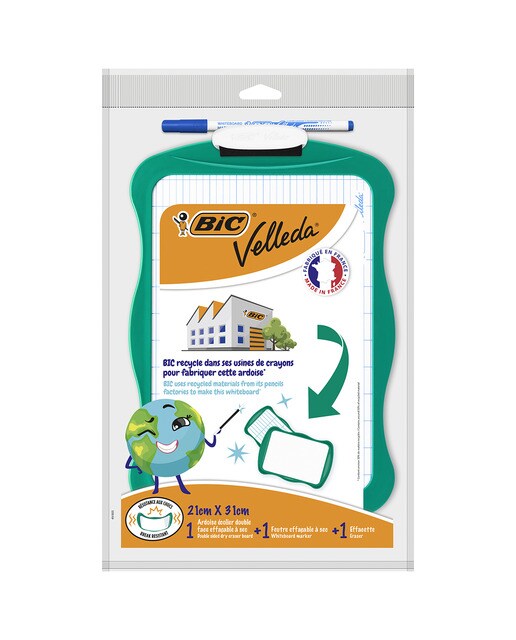Imagen 0 de Pack de Pizarra Blanca Reciclada  Velleda con Marcador y Borrador. Tamaño 21x31cm BIC