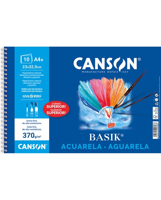 Álbum Espiral A4+ 10 f. Guarro Aquarela Basik 370 g 1