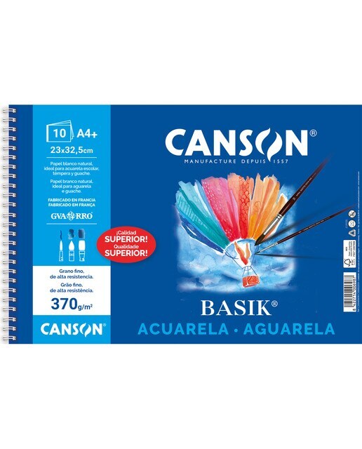 Album Espiral A4+ 10h. Guarro Acuarela Basik 370gr