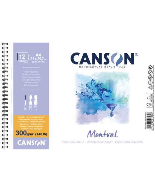 Álbum Espiral Micro-perfurado A4 12 f. Canson Montval Fino 300 g 1