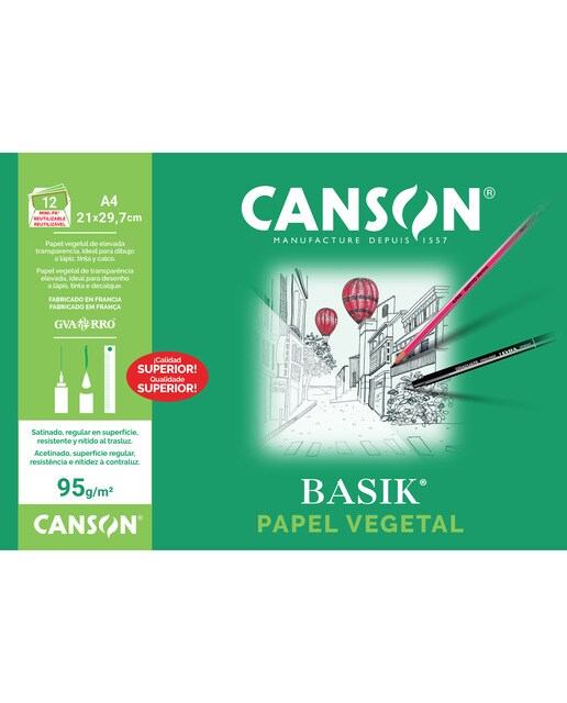 Minipack papel vegetal Basik Din A4 Canson Guarro 1