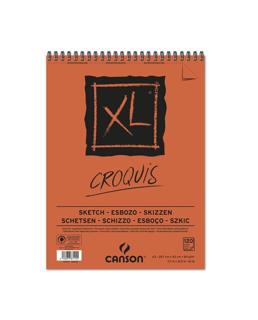 Imagem 0 de Álbum de espiral com micro perfurado A3 120 folhas Grão fino 90 g XL Croquis branco