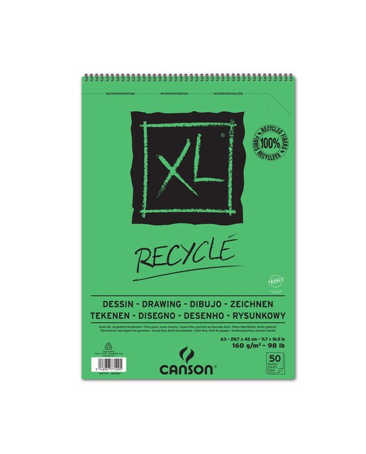 Álbum Espiral, Microperfurado, 29,7 x 42 cm, 50 Folhas, XL Recycled, Grão Fino, 160 g Canson 1