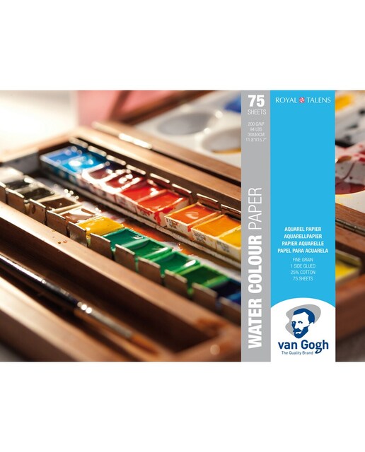 Bloc Encolado para Acuarela y Tempera 200 grms M2 75 Hojas 30 X 40  cms Van Gogh Multicolor