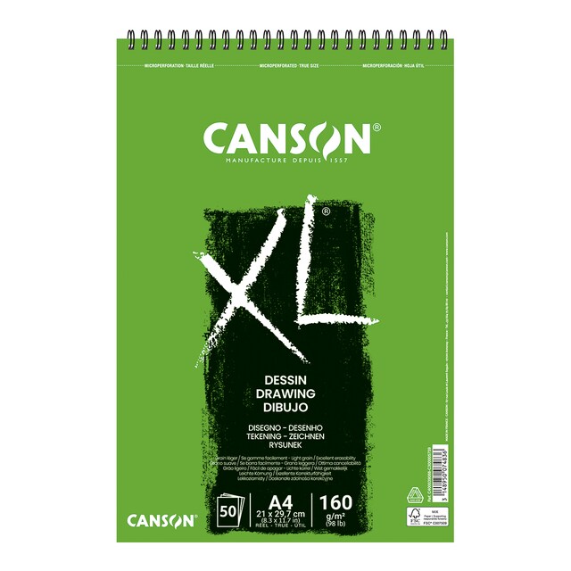 Imagem 0 de Álbum em espiral microperfurado 21x29.7 50 folhas leve 160g XL Canson de desenho