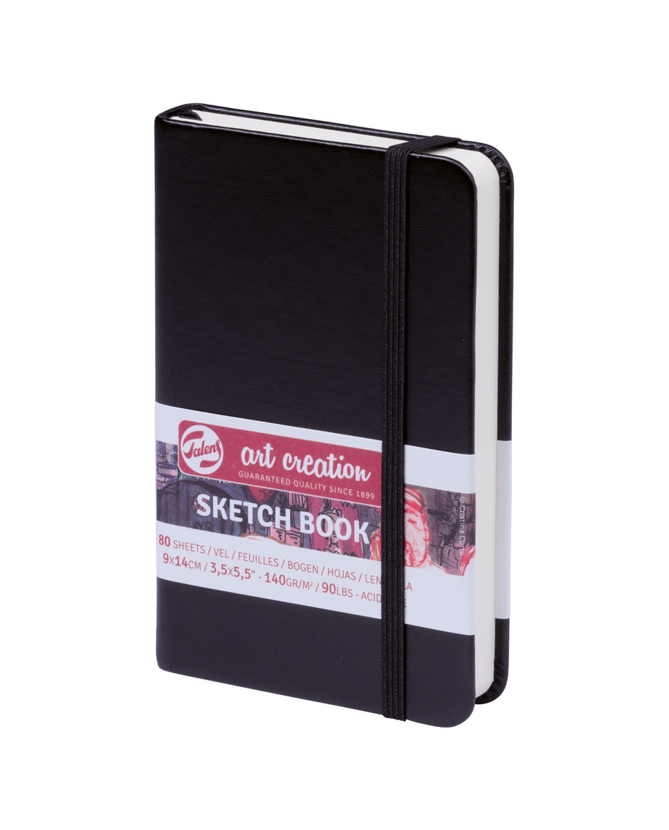 Bloc Tapa Dura Cosida para Esbozo 140 grms M2 80 Hojas 9 X 14 cms Artcreation Negro Negro-1