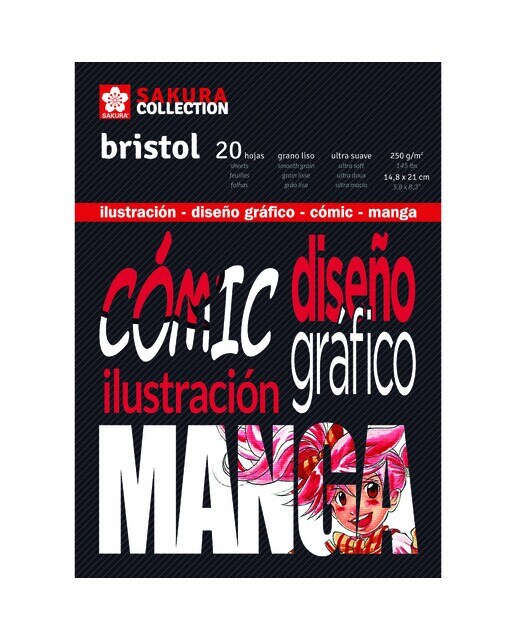 Imagem 0 de Bloco Colado Bristol Para Comics e Manga 250 g M2 20 Folhas 14,8 X 21 cm Sakura Preto