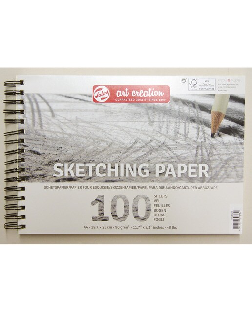 Bloco com Espiral para Esboços 90 g M2 100 Folhas 21 X 29,7 cm Artcreation Branco Branco-1