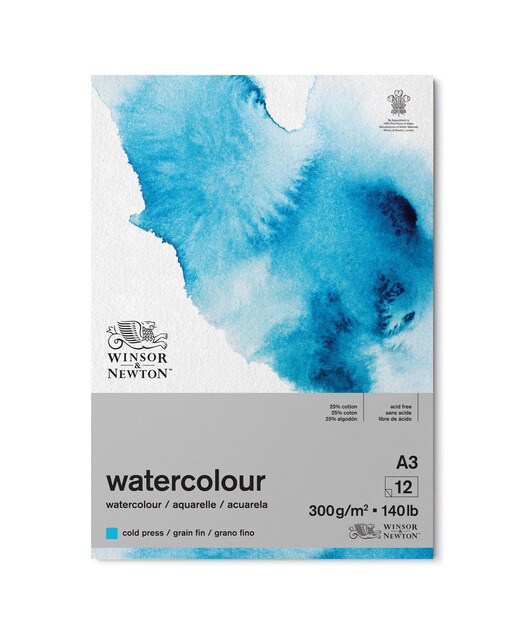 Bloco de Papel de Aguarela Winsor & Newton Colado por 1 Lado Tamanho A3 1