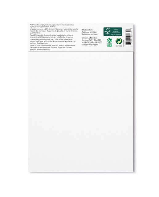 Bloco de Papel de Aguarela Winsor & Newton Colado por 1 Lado Tamanho A5 4