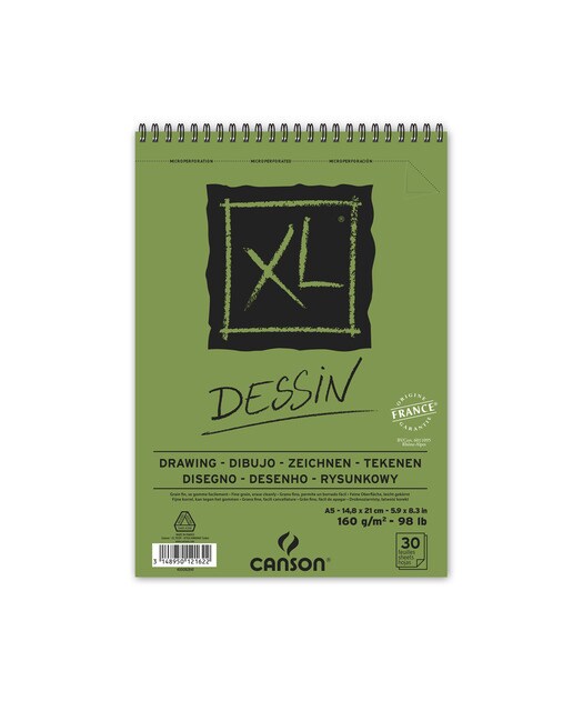 Álbum Espiral Microperfurado, 14,8 x 21 cm, 30 Folhas, Canson XL Dessin, Grão Ligeiro, 160 g Branco-1