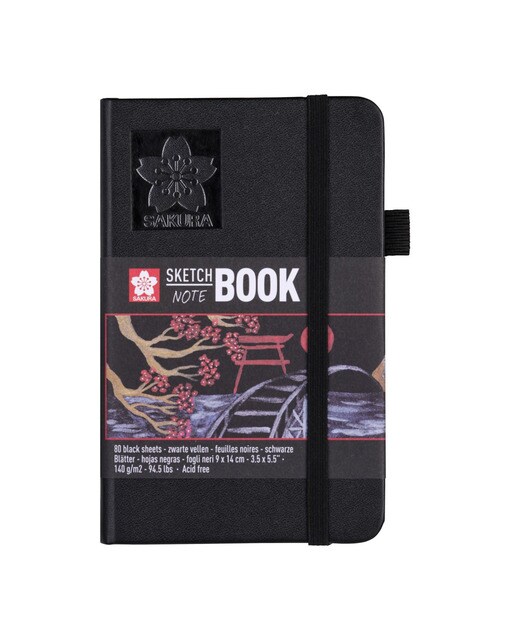 Bloco de Folhas Cosido para Esboços Sakura - Preto 1
