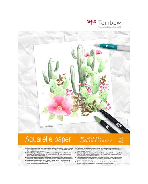 Pack de 15 folhas de papel de aguarela 300 gramas 24 x 32 cm 1