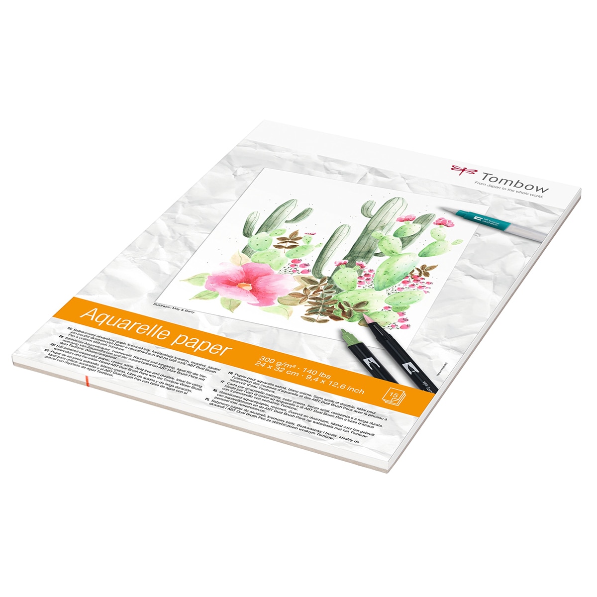 Pack de 15 folhas de papel de aguarela 300 gramas 24 x 32 cm 2