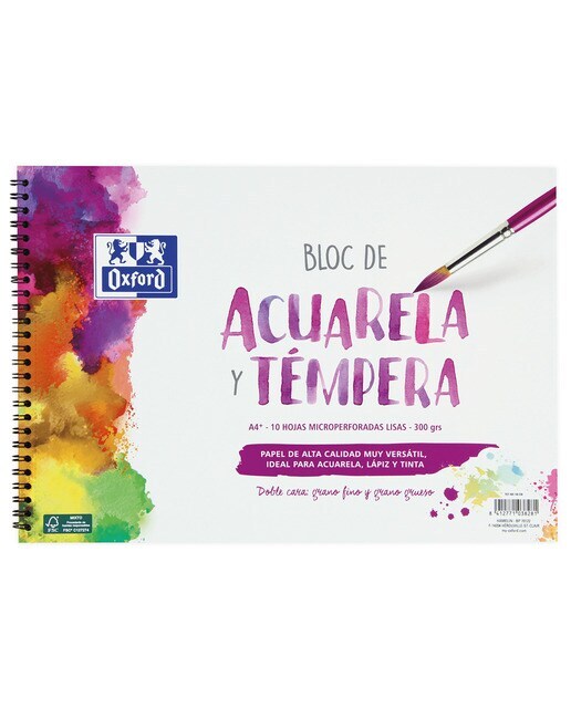Bloc Acuarela  Oxford Tapa Dura A4+ 10 Hojas Liso A4  300  Gramos