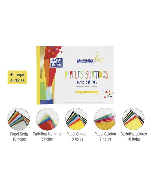 Bloco A4 42 Folhas Papéis Sortidos - Celofane, Alumínio, Seda e Cartolinas às Cores - Artigo Sortido. Envio realizado de forma aleatória Branco-2