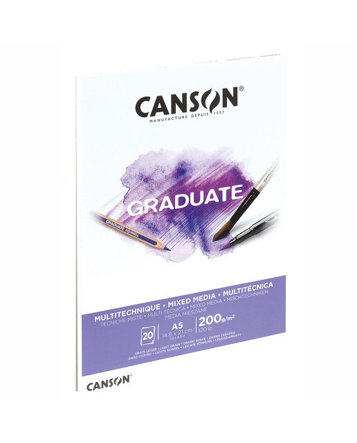 Bloco Colado 20 Folhas Fino Graduate Mix Media 14,8x21 200 g - Branco Branco-2