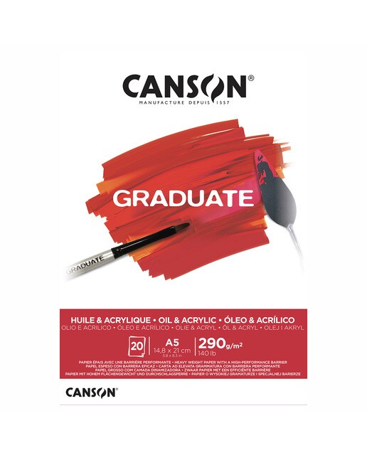 Bloco Colado 20 Folhas Fino Graduate 14,8x21 290 g - Óleo e Acrílico 1