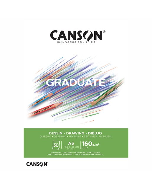 Bloco Colado Desenho 30 Folhas Fino Graduate 14,8x21 160 g - Branco Natural Branco Natural-1