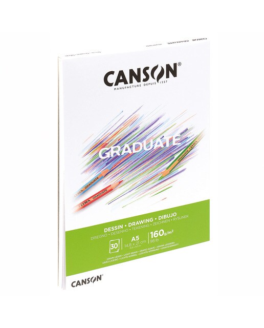 Bloco Colado Desenho 30 Folhas Fino Graduate 14,8x21 160 g - Branco Natural Branco Natural-2