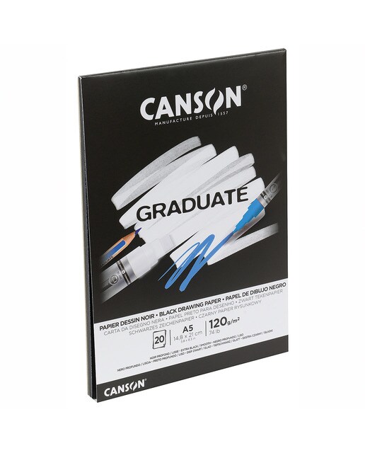 Bloco Colado 20 Folhas Fino Graduate 120g 14,8x21 - Preto Preto-2