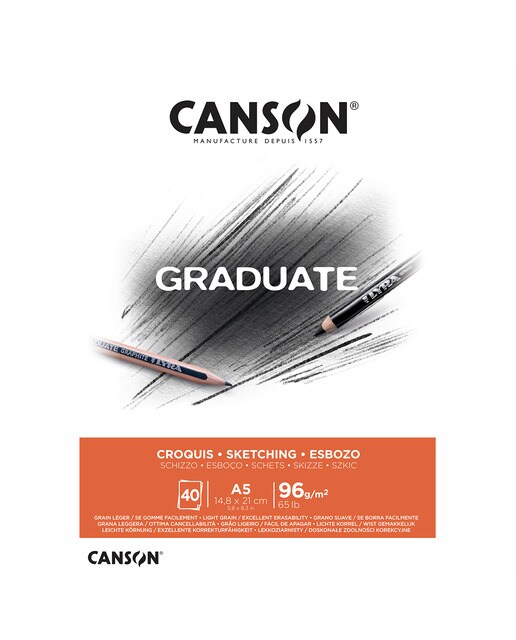 Bloco Colado 40 Folhas Fino Graduate Croquis - 14,8x21 - 96 g Branco-1