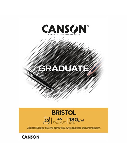 Bloco Colado 14,8x21 20 Folhas Extraliso 180 g Graduate Bristol 1